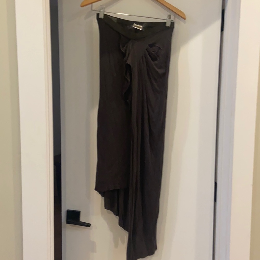 Fabulous Rick Owens charcoal asymmetrical skirt
